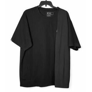 FIGS Technical Black Scrub Top Shirt Size XL Soft Stretch Medical Workwear